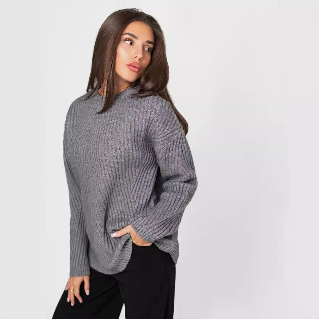 Dame hyggelig strikpullover med diagonal ribdesign Stilla