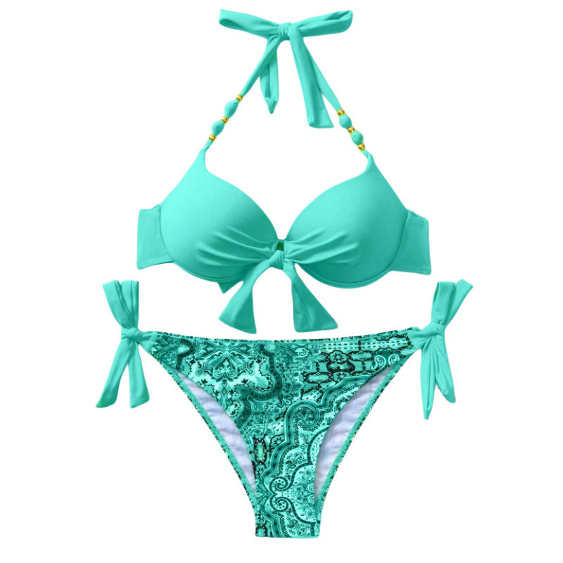 Dame bikini-sæt med binde-nederdel og justerbare sidelips Stilla