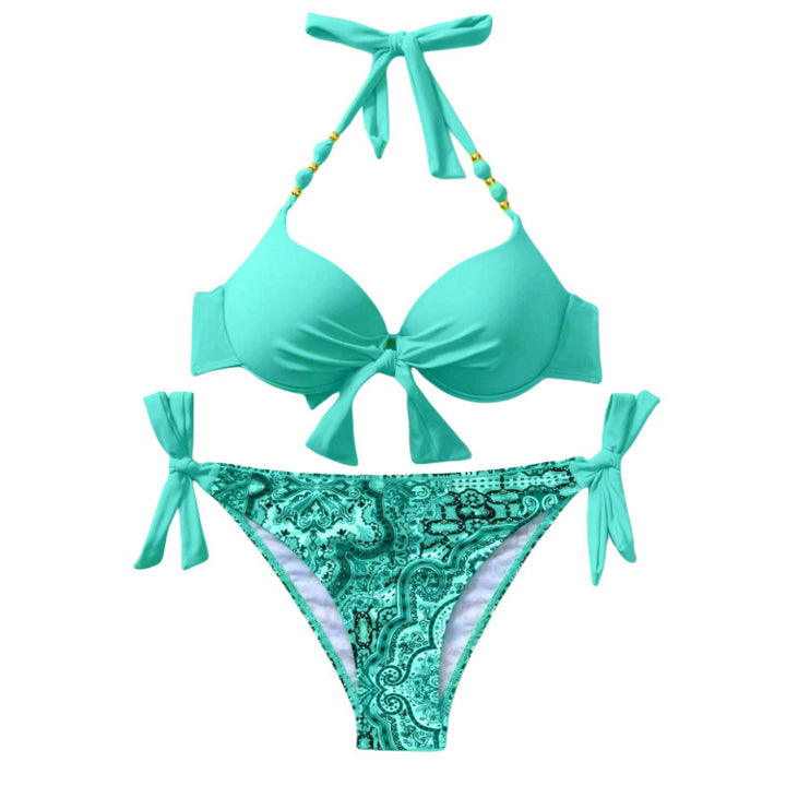 Dame bikini-sæt med binde-nederdel og justerbare sidelips Stilla