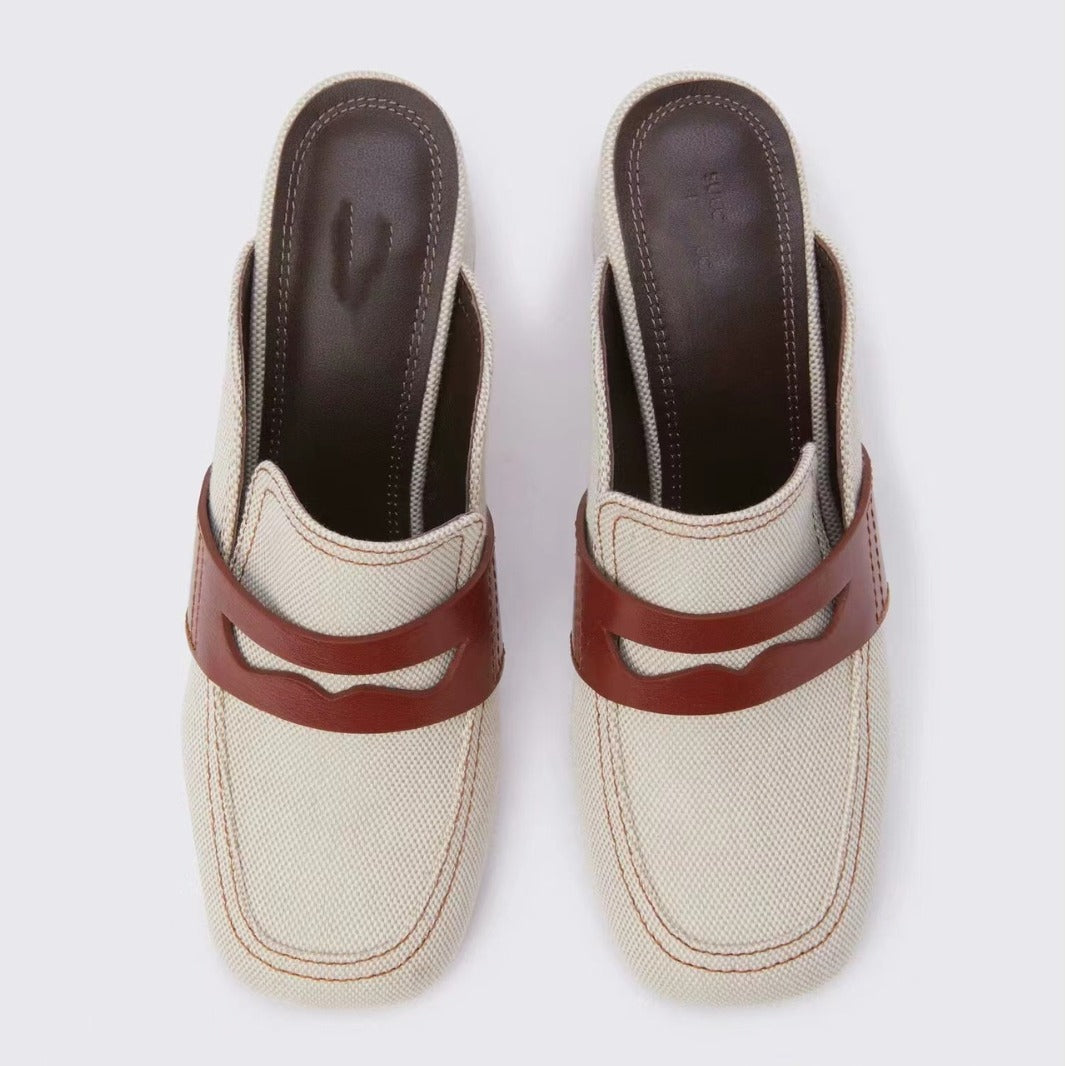 Dame Chunky Heel Slide Mules med dekorativt remdesign Stilla