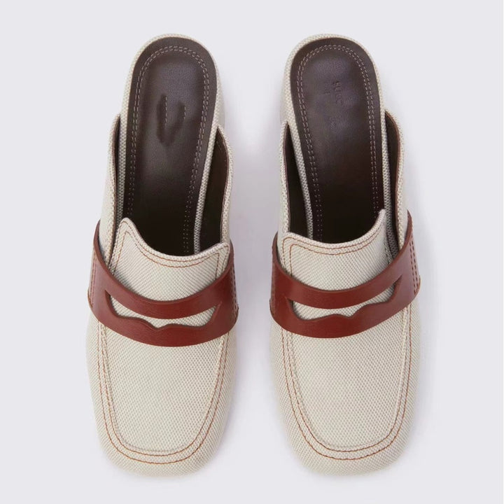 Dame Chunky Heel Slide Mules med dekorativt remdesign Stilla
