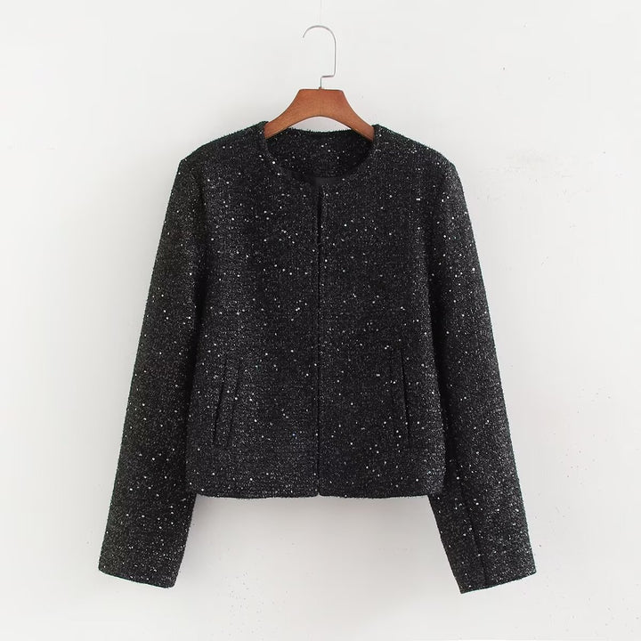 Femme Teksturiseret Funklende Crop-Jakke Stilla