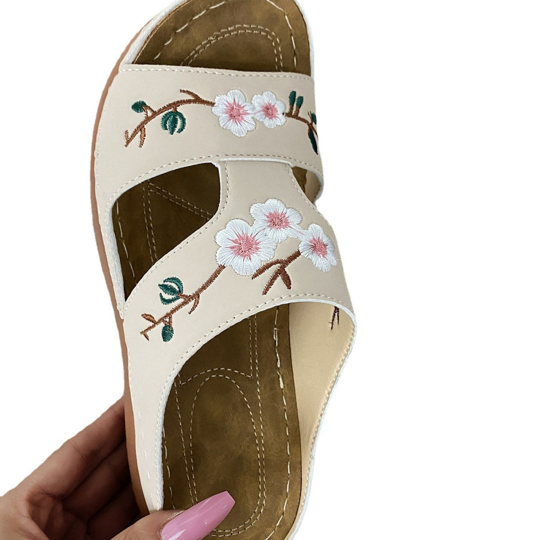 Dame komfortable pantofler med blomstermotiv og anatomisk fodseng Stilla