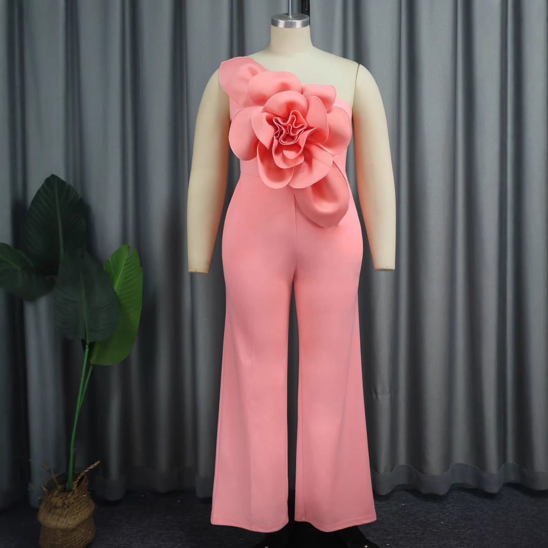 Damer Elegant Jumpsuit med blomsterdetalje på skuldrene Skovae