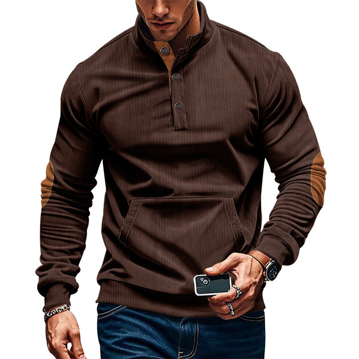 Herrer moderigtigt sweatshirt med knapliste og struktureret design Stilla
