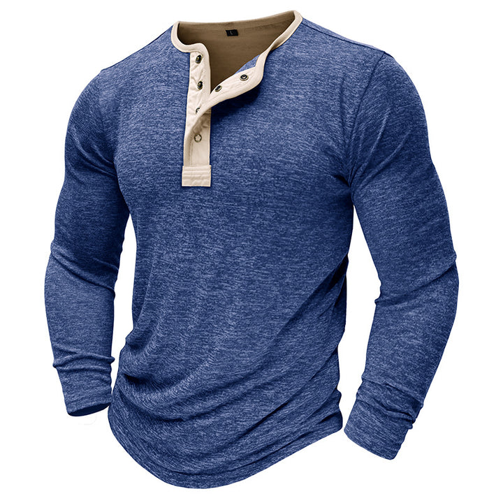 Herre Langærmet Henley-skjorte med kontrasterende knapper og ergonomisk snit Stilla