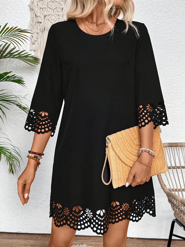Femme A-linje Cutout Spids Kant Kjole Stilla