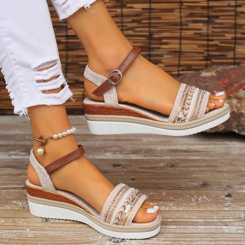 Dame Komfortable Wedge-sandaler med moderne dekorationer og ergonomisk fodseng Stilla