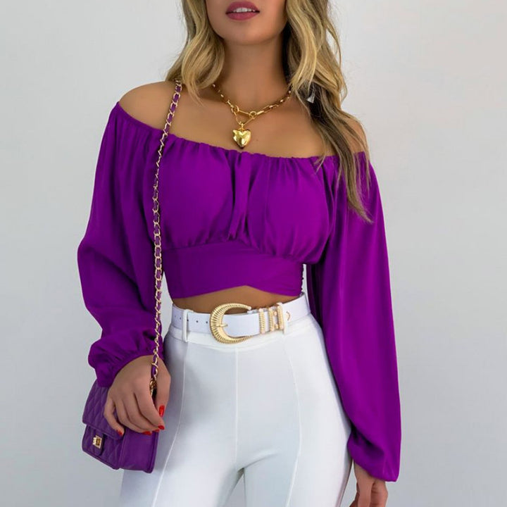 Dame Off-Shoulder Bluse med volantærmer og gummibånd Stilla