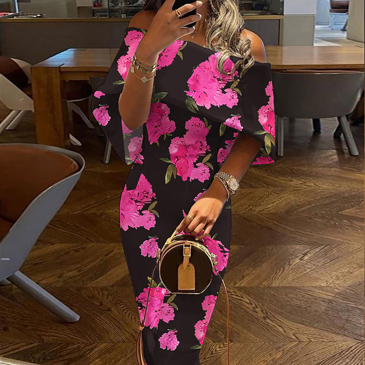 Dame Off-Shoulder Maxikjole med floral design og elegante ærmer Stilla