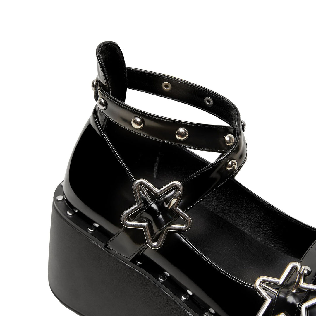 Dame Chunky Platform Mary Jane Sko med Stjerne Accenter Stilla