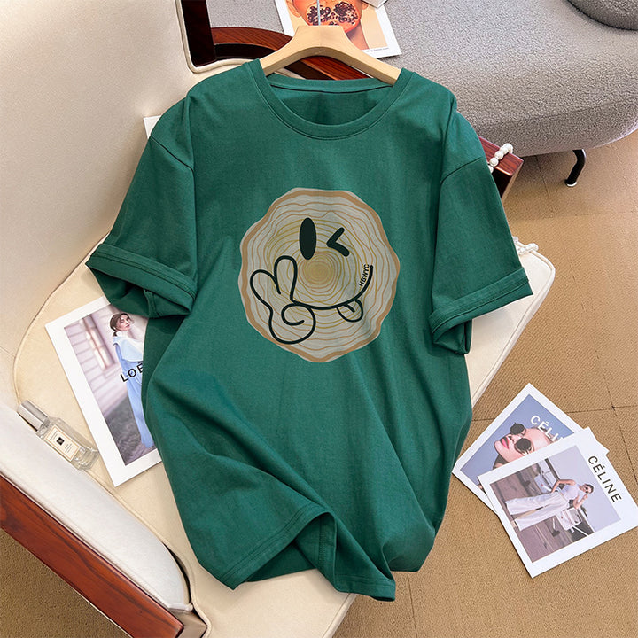 Dame T-shirt med kreativ grafikdesign og løs pasform Stilla