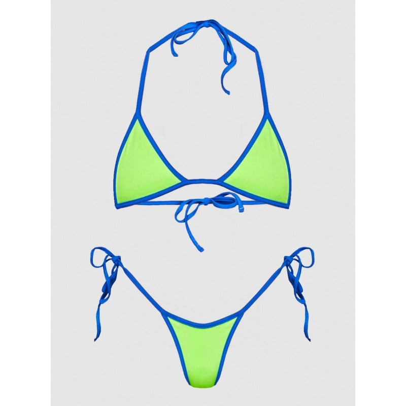 Dame triangelbikini med sporty snøre detaljer og åbne sider Skovae