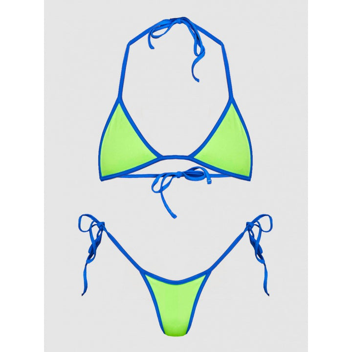 Dame triangelbikini med sporty snøre detaljer og åbne sider Skovae