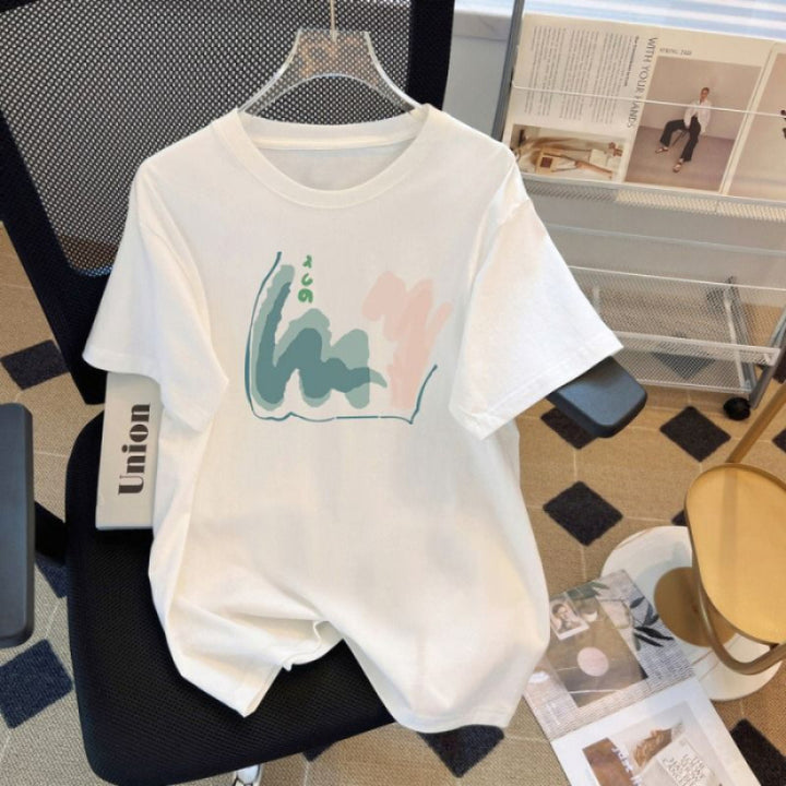 Dame T-shirt med moderne grafikprint og afslappet snit Stilla