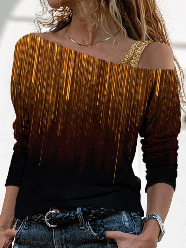 Dame Off-Shoulder Sweatshirt med marmorering design Stilla