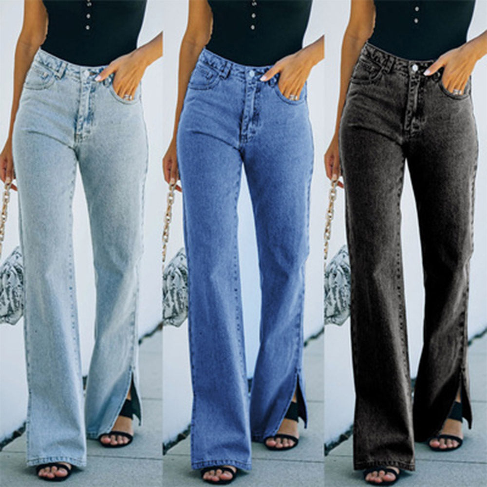 Femme Højtaljede Flared Jeans med sidelukning Stilla