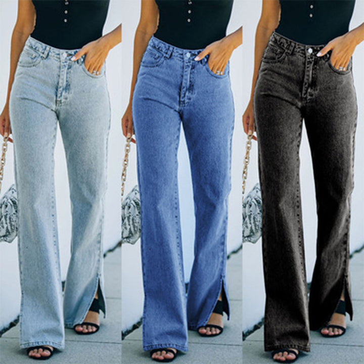 Femme Højtaljede Flared Jeans med sidelukning Stilla