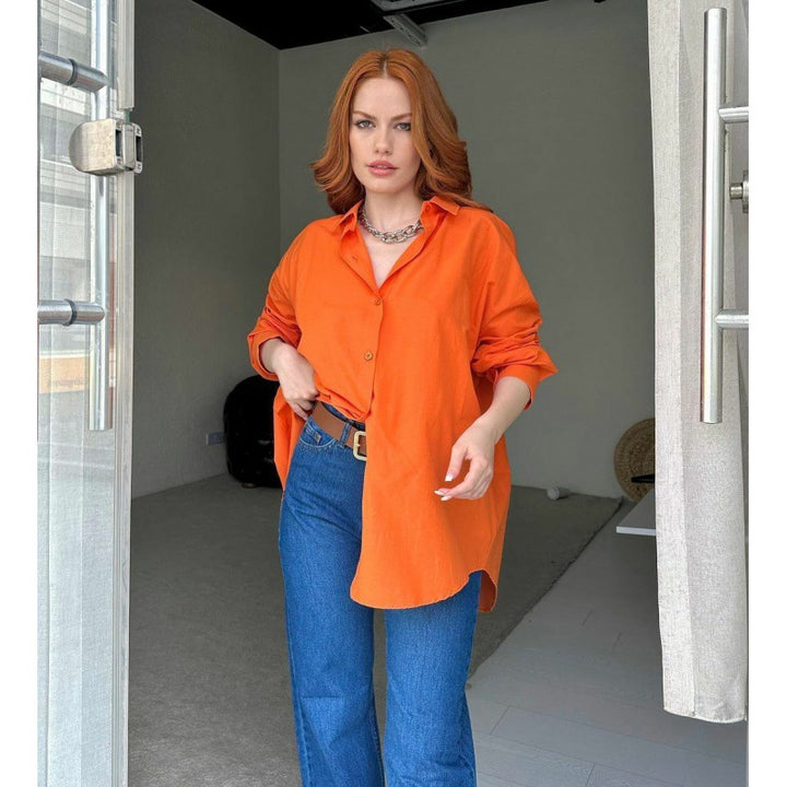 Dame oversized skjorte med asymmetrisk søm Stilla