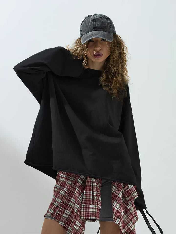 Dame oversized sweatshirt med lange ærmer og rund halsudskæring Skovae