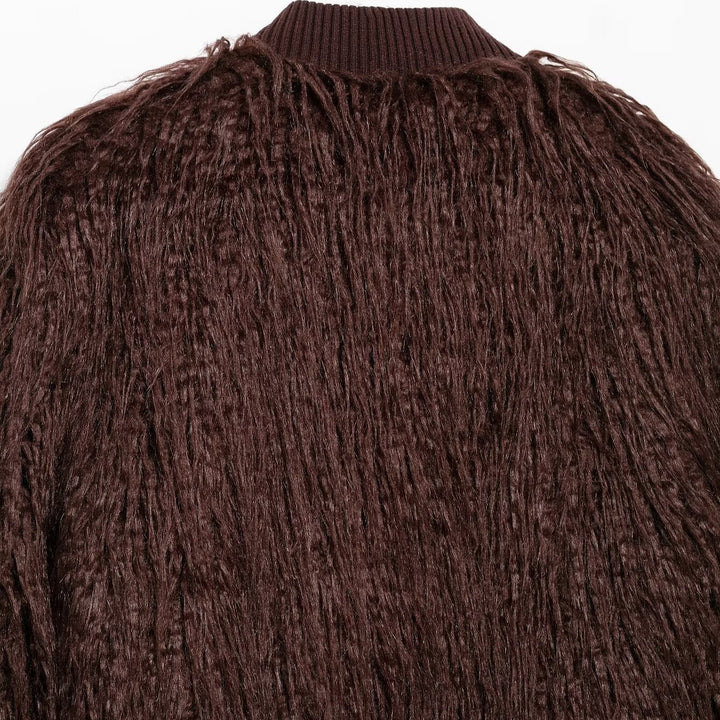 Femme Struktureret Faux-Fur Bomberjakke Stilla