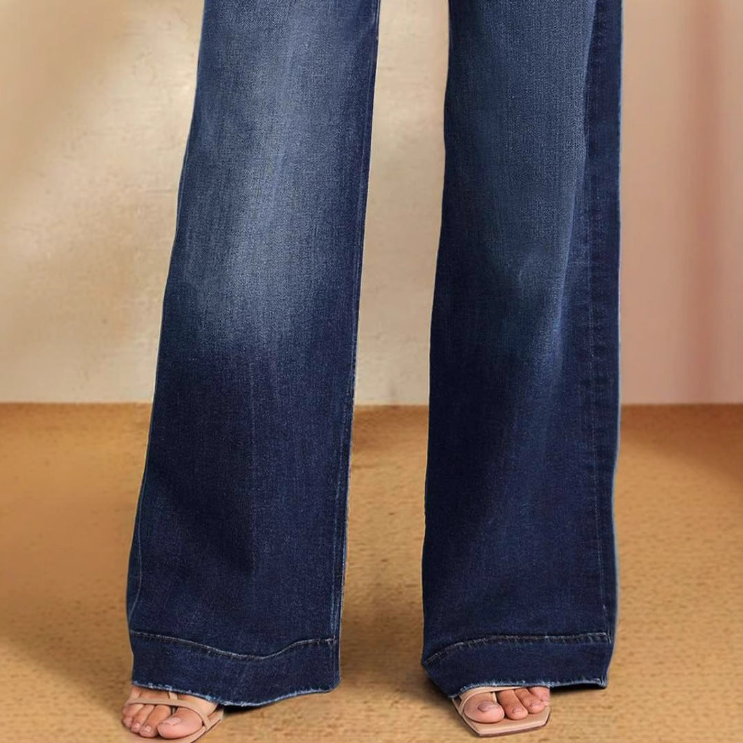 Dame Løst skårne jeans med praktisk snortræk og høj talje Stilla