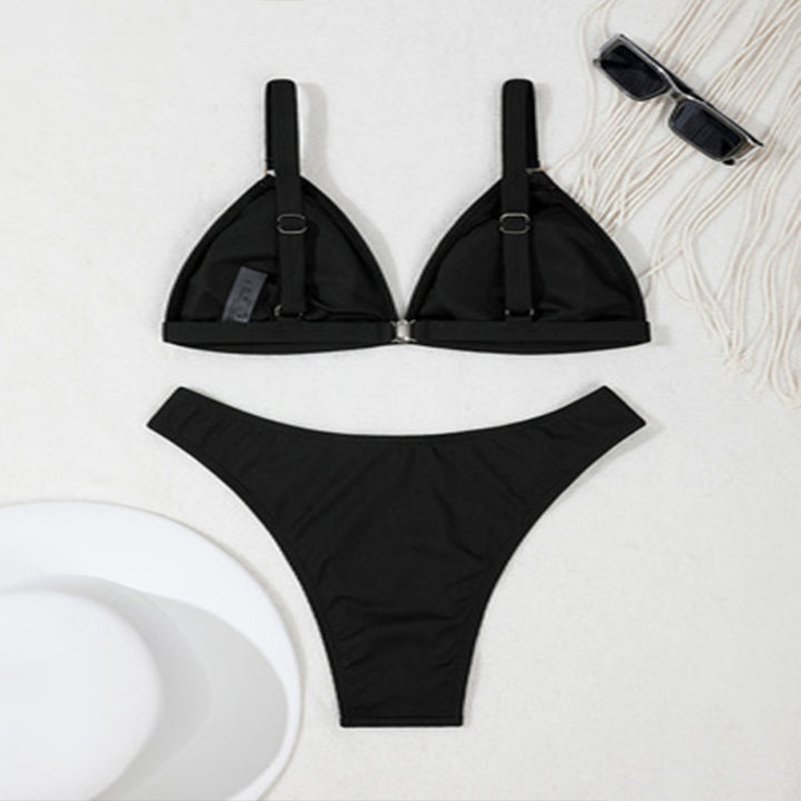 Dame triangel-bikini med elegante guldstænk Skovae