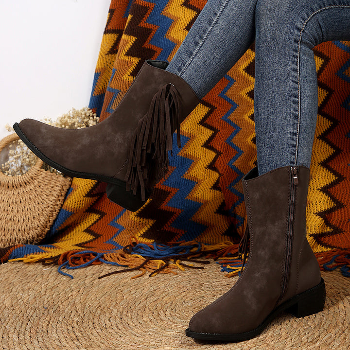 Dame ankle boots med frynset detaljer Stilla
