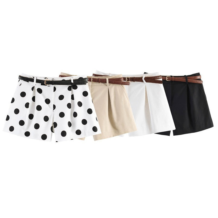 Dame elegant polka-dot shorts med bælte Skovae
