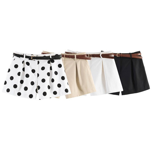 Dame elegant polka-dot shorts med bælte Skovae