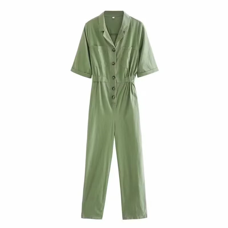 Dame Jumpsuit med taljeelastikbånd og praktiske knapdetaljer Stilla
