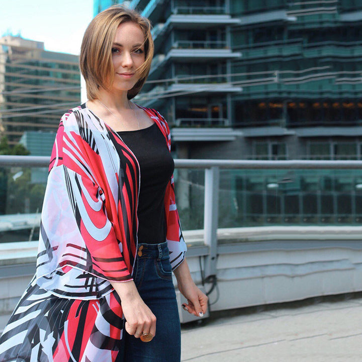 Femme Stilfuld Trykt Kimono Indpakning Stilla