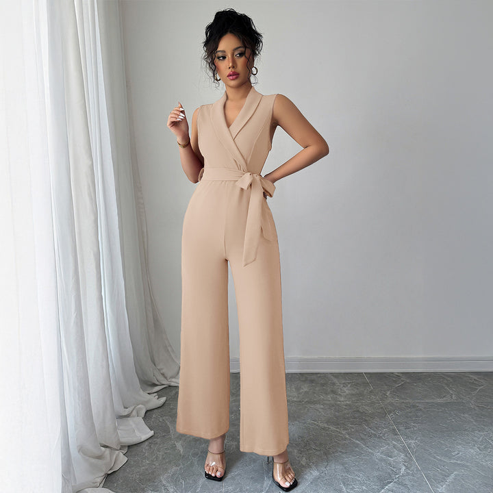 Dame elegant jumpsuit med indpakningsdesign og bred pasform Stilla