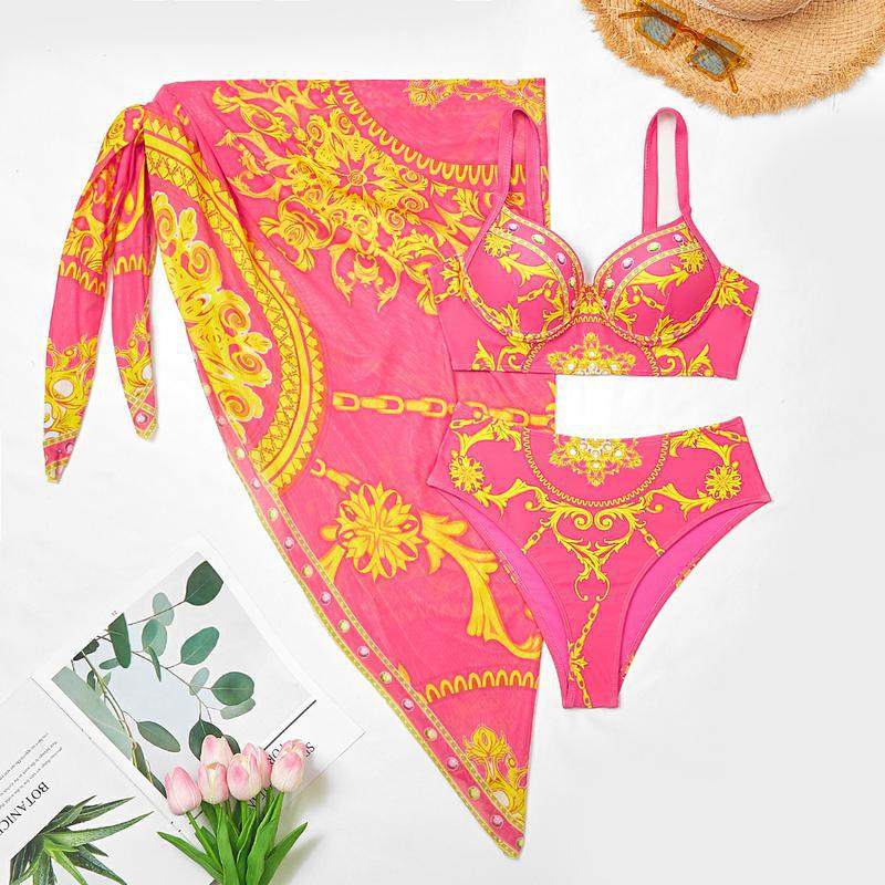 Dame Bikini-top med elegant polstret design og afslappet indpakningsskørt Stilla