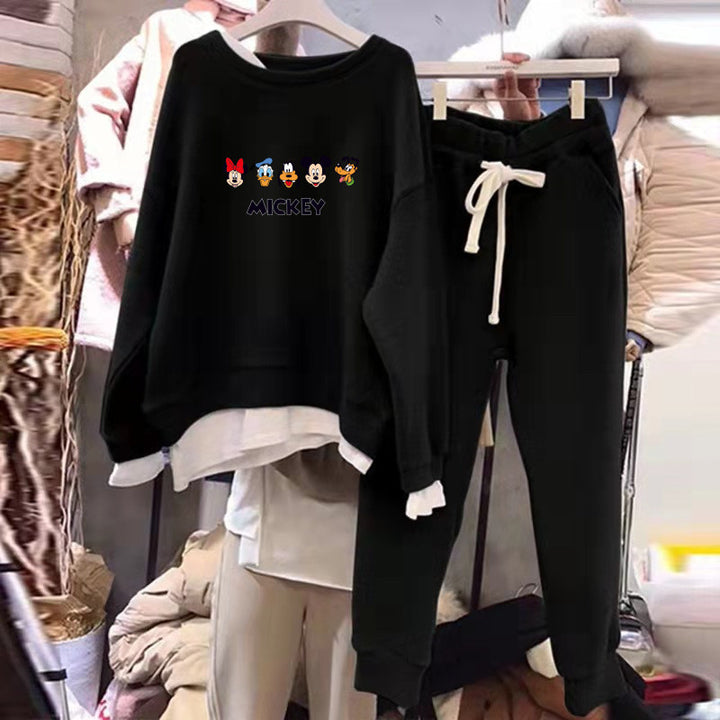 Women's leisure sweat set with Mickey motif and casual cut Skovae