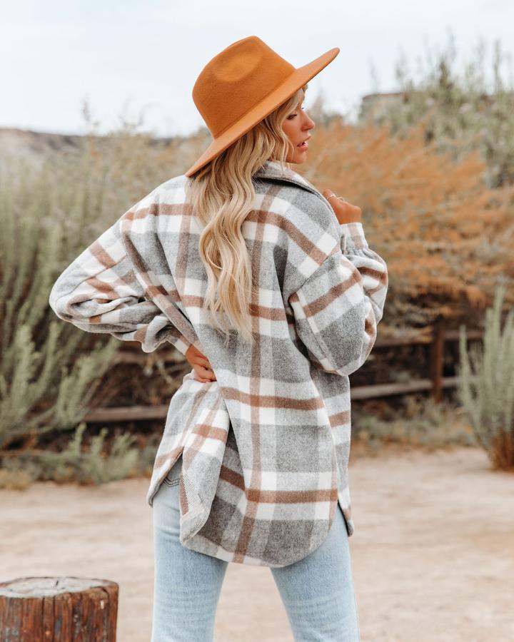 Dame Ruteret Overshirt i blød Flannel med påsyede Lommer Stiila