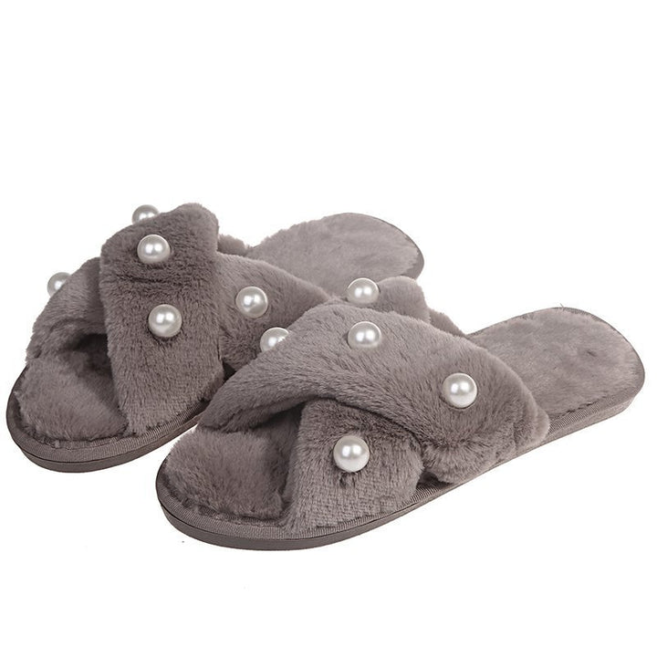 Dame bløde slippers med perleapplikation Stilla