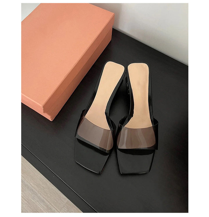 Damer Glamourøse Slingback Sandaler med transparent rem-design og stilfuld blokhæle Stilla