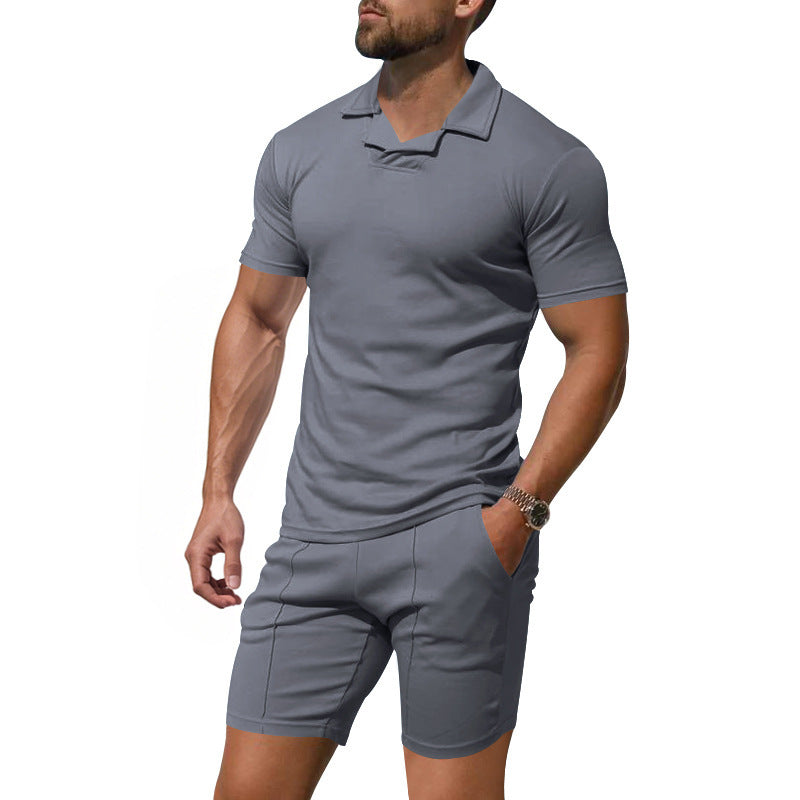 Herrer Sporty Sæt med åndbar kortærmet overflade og komfortable shorts Stilla