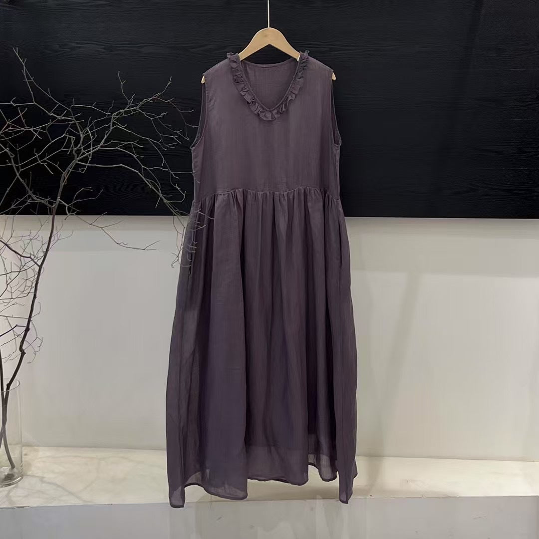 Dame Ruffle Uddybning Flydende Maxi Kjole Stilla