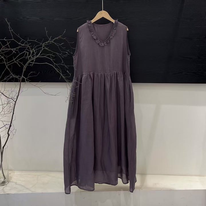 Dame Ruffle Uddybning Flydende Maxi Kjole Stilla
