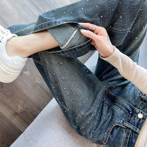 Damejeans med skinnende perledetaljer Stilla