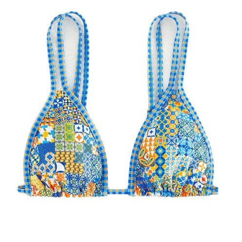 Dame Triangel-Bikini med flerfarvet patchwork-mønster Skovae