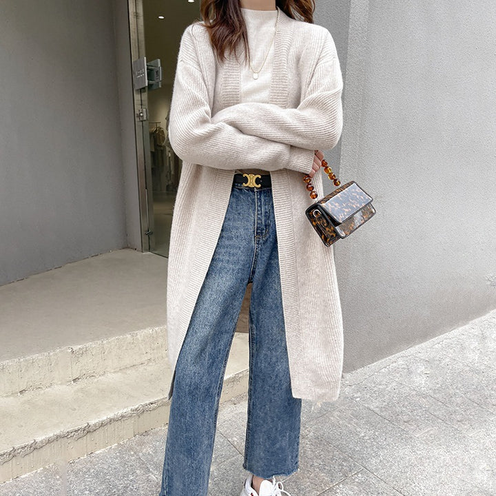 Femme Åben-Front Langstrik-Cardigan Stilla