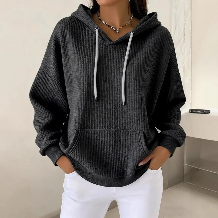 Dame casual hoodie med tekstureret stof Stilla