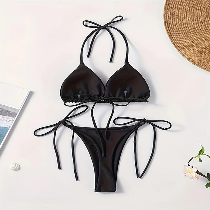 Dame Triangel Bikini-sæt med justerbare bånd og smal trusse Stilla