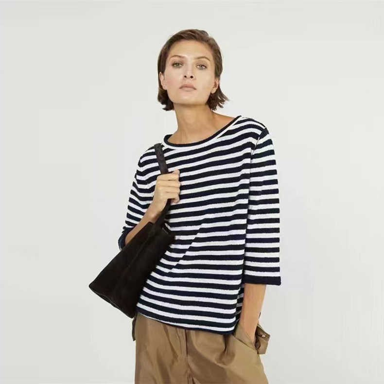 Kvinder Stribet Sweater med Løs Snit Stilla
