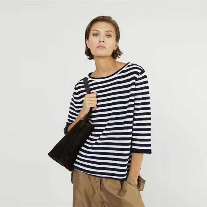 Kvinder Stribet Sweater med Løs Snit Stilla