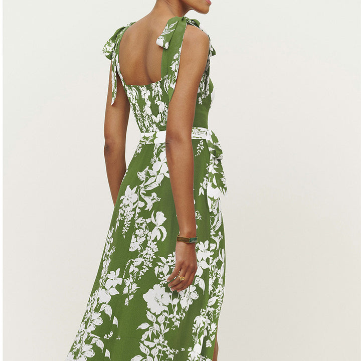 Kvinders maxikjole med blomstermønster og off-shoulder flæser detaljer Stilla