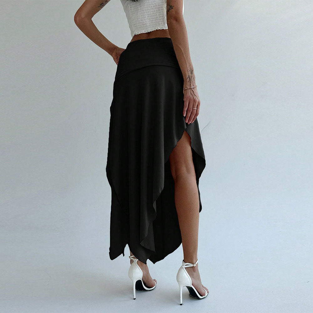 Kvinder asymmetrisk maxi nederdel med elegant samling Stilla